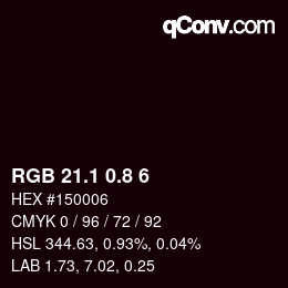 Color code: RGB 21.1 0.8 6 | qconv.com