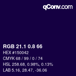 Color code: RGB 21.1 0.8 66 | qconv.com