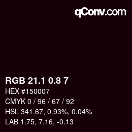 Color code: RGB 21.1 0.8 7 | qconv.com