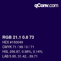 カラーコード: RGB 21.1 0.8 73 | qconv.com