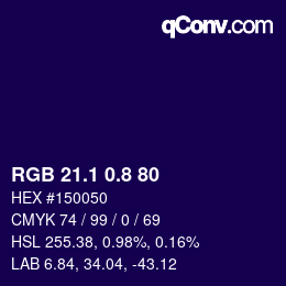 カラーコード: RGB 21.1 0.8 80 | qconv.com