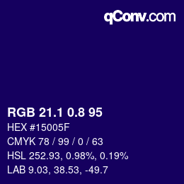 カラーコード: RGB 21.1 0.8 95 | qconv.com