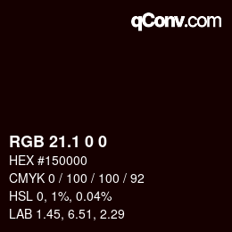 カラーコード: RGB 21.1 0 0 | qconv.com