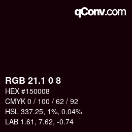 カラーコード: RGB 21.1 0 8 | qconv.com