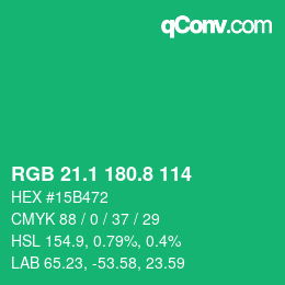 カラーコード: RGB 21.1 180.8 114 | qconv.com
