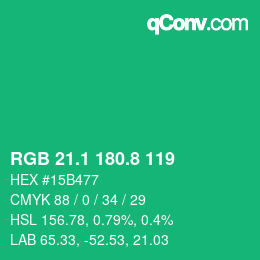 カラーコード: RGB 21.1 180.8 119 | qconv.com