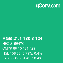 カラーコード: RGB 21.1 180.8 124 | qconv.com