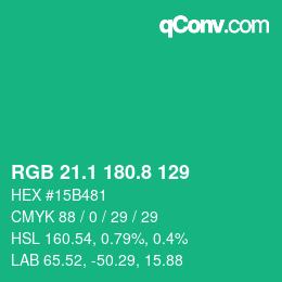 カラーコード: RGB 21.1 180.8 129 | qconv.com