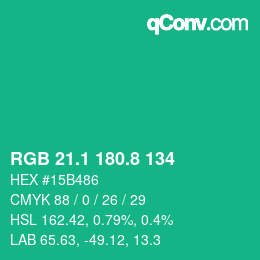 カラーコード: RGB 21.1 180.8 134 | qconv.com