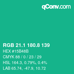 カラーコード: RGB 21.1 180.8 139 | qconv.com