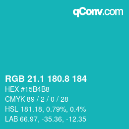 Color code: RGB 21.1 180.8 184 | qconv.com