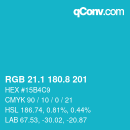 カラーコード: RGB 21.1 180.8 201 | qconv.com