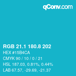 カラーコード: RGB 21.1 180.8 202 | qconv.com