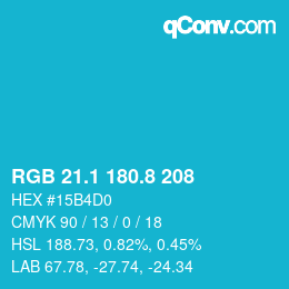 カラーコード: RGB 21.1 180.8 208 | qconv.com