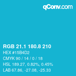 カラーコード: RGB 21.1 180.8 210 | qconv.com