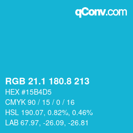 カラーコード: RGB 21.1 180.8 213 | qconv.com