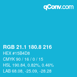 カラーコード: RGB 21.1 180.8 216 | qconv.com