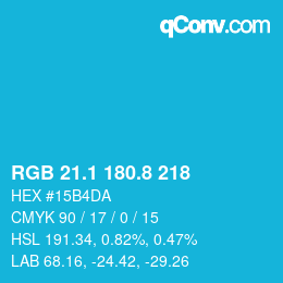 カラーコード: RGB 21.1 180.8 218 | qconv.com