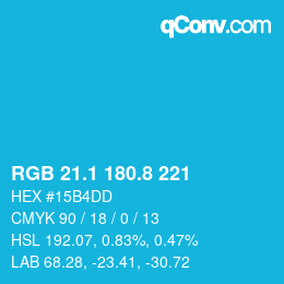 カラーコード: RGB 21.1 180.8 221 | qconv.com