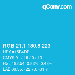 カラーコード: RGB 21.1 180.8 223 | qconv.com