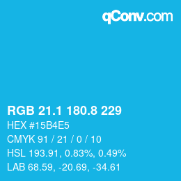 カラーコード: RGB 21.1 180.8 229 | qconv.com