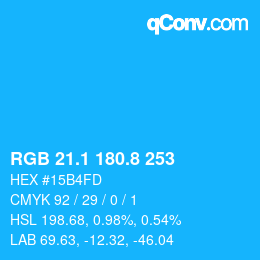 カラーコード: RGB 21.1 180.8 253 | qconv.com