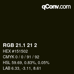 カラーコード: RGB 21.1 21 2 | qconv.com