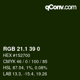カラーコード: RGB 21.1 39 0 | qconv.com
