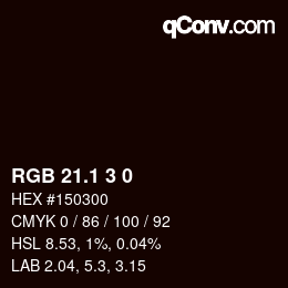カラーコード: RGB 21.1 3 0 | qconv.com