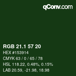 カラーコード: RGB 21.1 57 20 | qconv.com