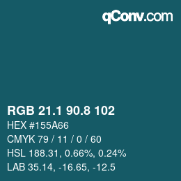 Farbcode: RGB 21.1 90.8 102 | qconv.com