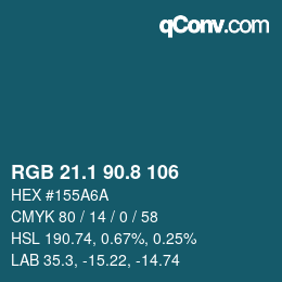 Color code: RGB 21.1 90.8 106 | qconv.com