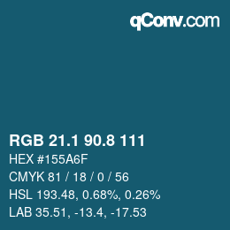 Color code: RGB 21.1 90.8 111 | qconv.com