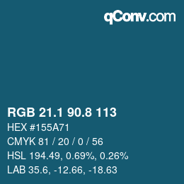 カラーコード: RGB 21.1 90.8 113 | qconv.com