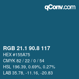 Color code: RGB 21.1 90.8 117 | qconv.com