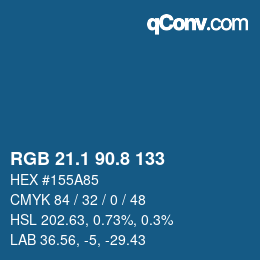 カラーコード: RGB 21.1 90.8 133 | qconv.com