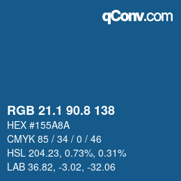 カラーコード: RGB 21.1 90.8 138 | qconv.com