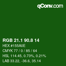 カラーコード: RGB 21.1 90.8 14 | qconv.com
