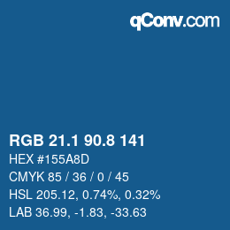 Color code: RGB 21.1 90.8 141 | qconv.com