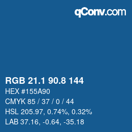 Color code: RGB 21.1 90.8 144 | qconv.com