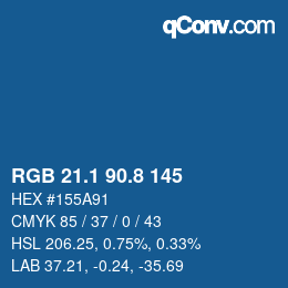 Color code: RGB 21.1 90.8 145 | qconv.com