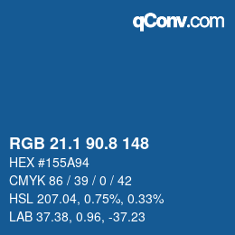 カラーコード: RGB 21.1 90.8 148 | qconv.com