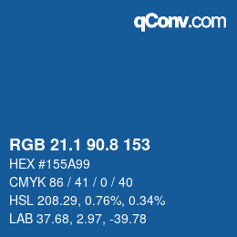 カラーコード: RGB 21.1 90.8 153 | qconv.com