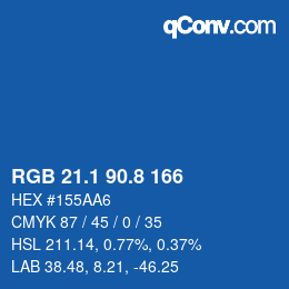 カラーコード: RGB 21.1 90.8 166 | qconv.com