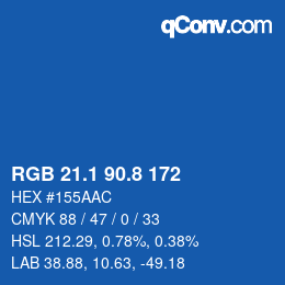 カラーコード: RGB 21.1 90.8 172 | qconv.com