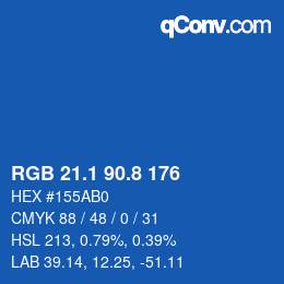 カラーコード: RGB 21.1 90.8 176 | qconv.com