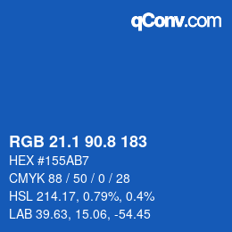 カラーコード: RGB 21.1 90.8 183 | qconv.com