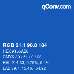 カラーコード: RGB 21.1 90.8 184 | qconv.com