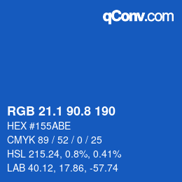 Color code: RGB 21.1 90.8 190 | qconv.com