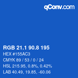 カラーコード: RGB 21.1 90.8 195 | qconv.com